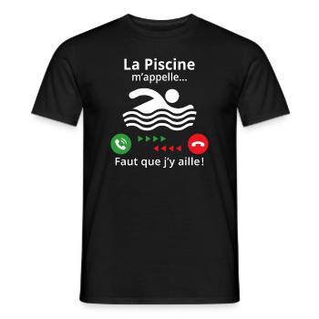 la piscine m'appelle il faut que j'y aille - T-shirt homme - noir - Devant - AI Model Male 178 light (178cm)