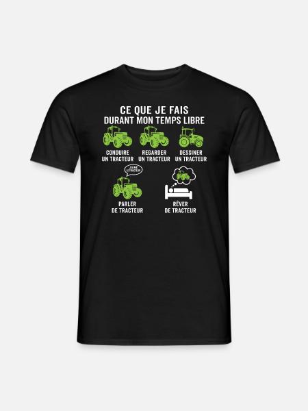 ce que je fais pendant mon temps libre tracteur - T-shirt homme - noir