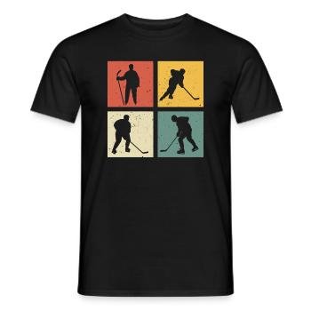 retro hockey t-shirt hockey sur glace - T-shirt homme - noir - Devant - AI Model Male 178 light (178cm)