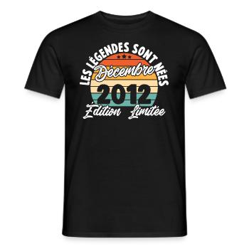 Cadeau Les légendes sont nées en Décembre 2012 - T-shirt homme - noir - Devant - AI Model Male 178 light (178cm)