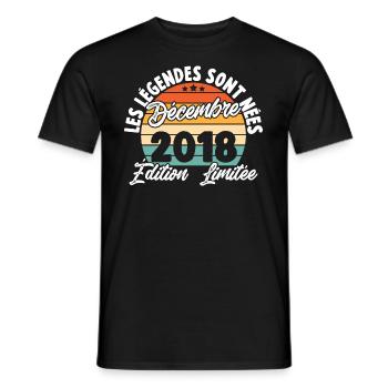 Cadeau Les légendes sont nées en Décembre 2018 - T-shirt homme - noir - Devant - AI Model Male 178 light (178cm)