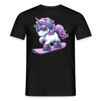 Unicorn Snowboard Winter Magic - Men's T-Shirt - black - Front - AI Model Male 178 light (178cm)