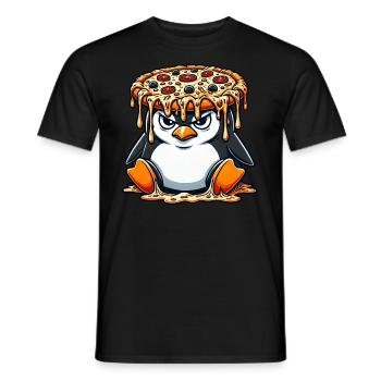 mignon pingouin chef dessin animé pizza maladroite - T-shirt homme - noir - Devant - AI Model Male 178 light (178cm)