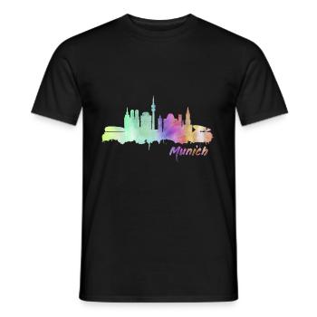 Germany skyline Munich - Men's T-Shirt - black - Front - AI Model Male 178 light (178cm)