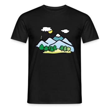 Nature Drawing, Hiking - Men's T-Shirt - black - Front - AI Model Male 178 light (178cm)