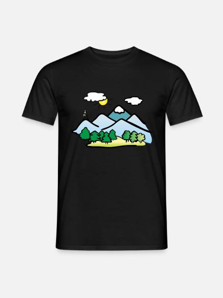 Nature Drawing, Hiking - Men's T-Shirt - black