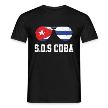 SOS Cuba drapeau Cuba drapeau Cuba libère Cuba cuban - T-shirt homme - noir - Devant - AI Model Male 178 light (178cm)