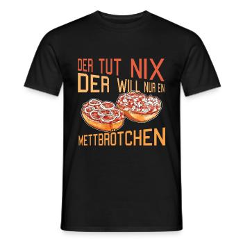 Mettbrötchen Mett Hackfleisch Hackepeter - Männer T-Shirt - Schwarz - Vorne - AI Model Male 178 light (178cm)