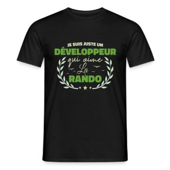 Fier d’être Développeur et Passionné de la Rando - T-shirt homme - noir - Devant - AI Model Male 178 light (178cm)