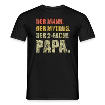 Der Mann der Mythos der 2-fache Papa mit Zwillinge - Männer T-Shirt - Schwarz - Vorne - AI Model Male 178 light (178cm)