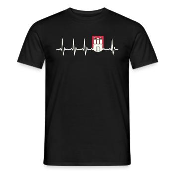 Hamburg Wappen Herzschlag EKG für Hamburger - Männer T-Shirt - Schwarz - Vorne - AI Model Male 178 light (178cm)