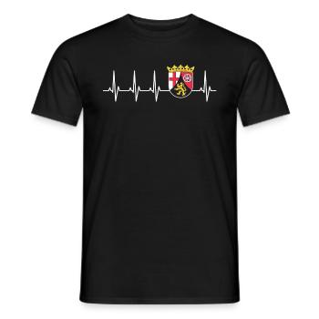 Rhineland-Palatinate flag in heartbeat ECG motif for - Men's T-Shirt - black - Front - AI Model Male 178 light (178cm)