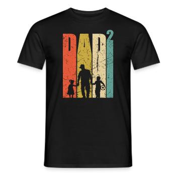 Dad to the power of 2 dad of two dad soccer gift - Men's T-Shirt - black - Front - AI Model Male 178 light (178cm)