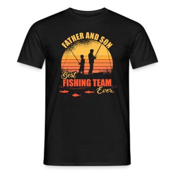 Dad and Son Best Fishing Team Angler Gift - Men's T-Shirt - black - Front - AI Model Male 178 light (178cm)