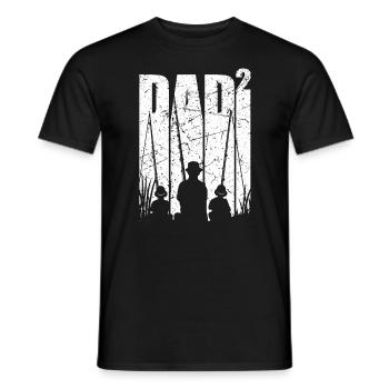 Papa 2 enfants cadeau de pêche double papa - T-shirt homme - noir - Devant - AI Model Male 178 light (178cm)