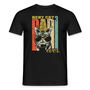 Meilleur papa chat jamais trois chats papa triple chat - T-shirt homme - noir - Devant - AI Model Male 178 light (178cm)