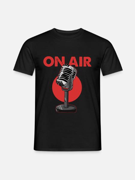 On Air Podcast Microphone Radio Show Host Music DJ - Men's T-Shirt - black