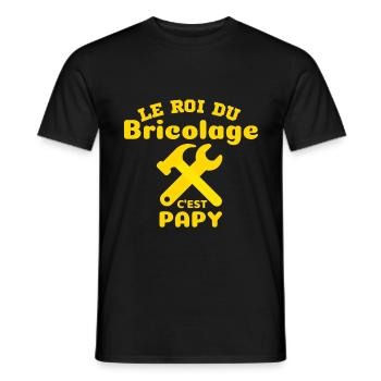 PAPY EST LE ROI DES BRICOLEURS - CADEAU POUR PAPY - T-shirt homme - noir - Devant - AI Model Male 178 light (178cm)