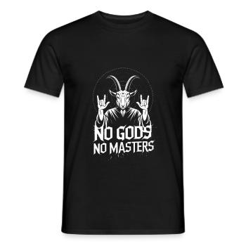 No Gods! No Masters! Atheist, Satanist, Religion - Men's T-Shirt - black - Front - AI Model Male 178 light (178cm)