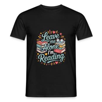 Lass mich alleine, ich lese! Bücherwurm Lesen - Männer T-Shirt - Schwarz - Vorne - AI Model Male 178 light (178cm)