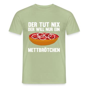 Mett Liebhaber Mettbrötchen - Männer T-Shirt - Sage - Vorne - AI Model Male 178 light (178cm)