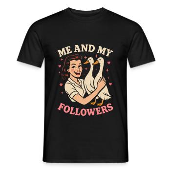 Laufenten Entenbesitzer Me And My Followers Ente - Männer T-Shirt - Schwarz - Vorne - AI Model Male 178 light (178cm)