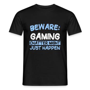 Beware: Gaming chatter might just happen - Männer T-Shirt - Schwarz - Vorne - AI Model Male 178 light (178cm)