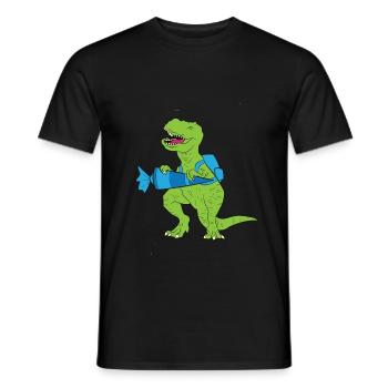T-Rex dinosaure Dino Scolarisation - T-shirt homme - noir - Devant - AI Model Male 178 light (178cm)