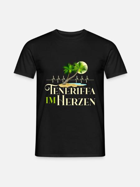 Teneriffa im Herzen Herzschlag Kanaren Spanien - Männer T-Shirt - Schwarz