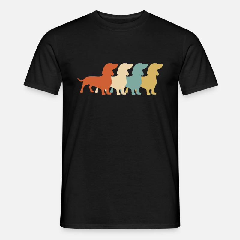 Dackel Retro Teckel Dachshund - Männer T-Shirt - Schwarz