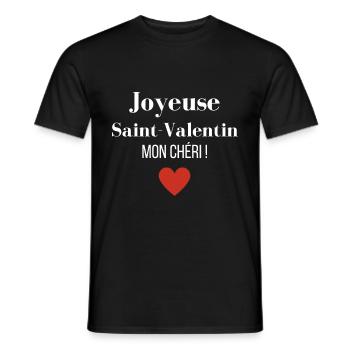 joyeuse saint valentin mon chéri - T-shirt homme - noir - Devant - AI Model Male 178 light (178cm)