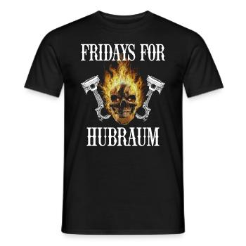 Fridays for Hubraum Tuning Auto Kolben Totenkopf - Männer T-Shirt - Schwarz - Vorne - AI Model Male 178 light (178cm)