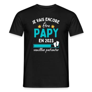Je vais encore Être Papy en 2023 Cadeau Futur Papi - T-shirt homme - noir - Devant - AI Model Male 178 light (178cm)