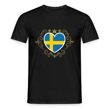 Schweden Schwedisch Fahne Wappen Flagge - Männer T-Shirt - Schwarz - Vorne - AI Model Male 178 light (178cm)