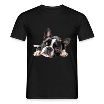 Boston Terrier - T-shirt homme - noir - Devant - AI Model Male 178 light (178cm)