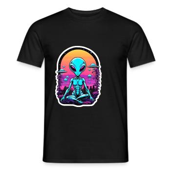 Alien Meditation - Men's T-Shirt - black - Front - AI Model Male 178 light (178cm)