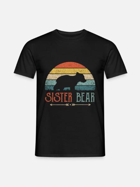 Schwester Bär Geschwister Lustiges Geschenk - Männer T-Shirt - Schwarz