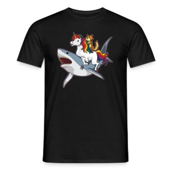 Hai Einhorn Chat - Merveilleuse amitié - T-shirt homme - noir - Devant - AI Model Male 178 light (178cm)