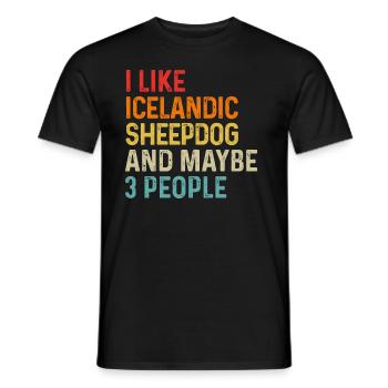 J’aime le chien de berger islandais et peut-être le chien de 3 personnes - T-shirt homme - noir - Devant - AI Model Male 178 light (178cm)