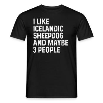J’aime le chien de berger islandais et peut-être le chien de 3 personnes - T-shirt homme - noir - Devant - AI Model Male 178 light (178cm)