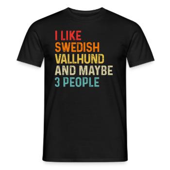 J’aime le suédois Vallhund et peut-être 3 personnes chien - T-shirt homme - noir - Devant - AI Model Male 178 light (178cm)
