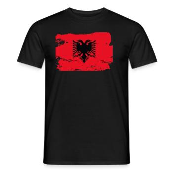 Drapeau officiel de l’Albanie Fierté du pays albanais - T-shirt homme - noir - Devant - AI Model Male 178 light (178cm)