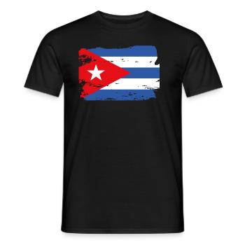 Official Cuba Flag Cuban Country Pride Vintage - Men's T-Shirt - black - Front - AI Model Male 178 light (178cm)
