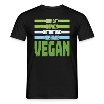 Pas de viande Pas de honte Végétalien Végétarien Citations - T-shirt homme - noir - Devant - AI Model Male 178 light (178cm)