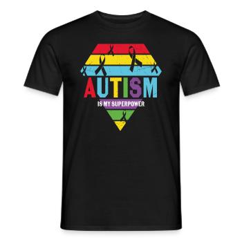 L’autisme est mon superpouvoir Citations sur l’autisme - T-shirt homme - noir - Devant - AI Model Male 178 light (178cm)
