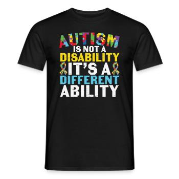 L’autisme n’est pas un handicap, c’est une autre capacité - T-shirt homme - noir - Devant - AI Model Male 178 light (178cm)