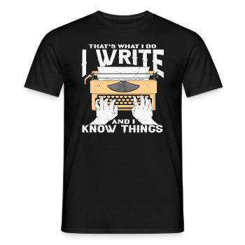 C’est ce que je fais j’écris et je sais des choses écrivain - T-shirt homme - noir - Devant - AI Model Male 178 light (178cm)
