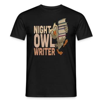 Night Owl Writer Writing Quotes - Men's T-Shirt - black - Front - AI Model Male 178 light (178cm)