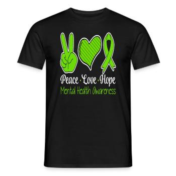 Paix Amour Espoir Sensibilisation à la santé mentale - T-shirt homme - noir - Devant - AI Model Male 178 light (178cm)