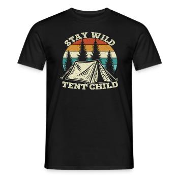 Stay Wild Tent Child Camping Quotes - Men's T-Shirt - black - Front - AI Model Male 178 light (178cm)
